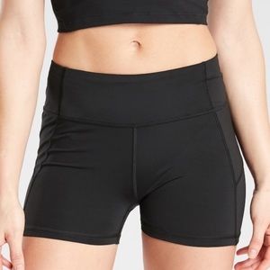 Athleta Velocity Short 3” Black Medium Running Yoga Shorts Back Pocket